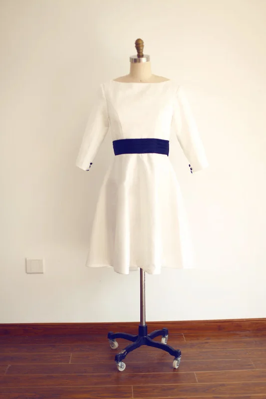 Act Fast formal dressformal dressKnee Length Long Sleeve Vintage Wedding Dress
