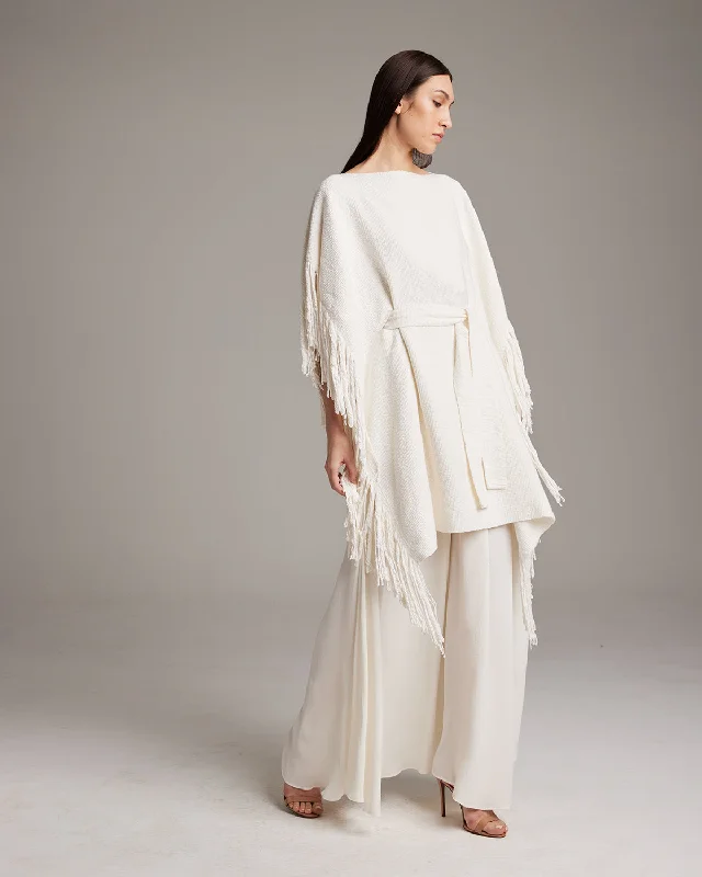 Hot Deal fashionable quilted coatTextured Cotton Fringe Kaftan