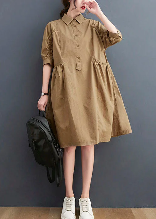 Price Smash knit dressknit dressClassy Khaki Peter Pan Collar Pockets Cotton Dress Half Sleeve Price Smash knit dressknit dressClassy Khaki Peter Pan Collar Pockets Cotton Dress Half Sleeve