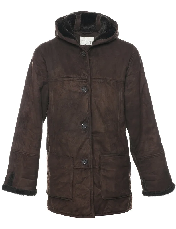 Fantastic Deals soft shell coatHooded Dark Brown Coat - M