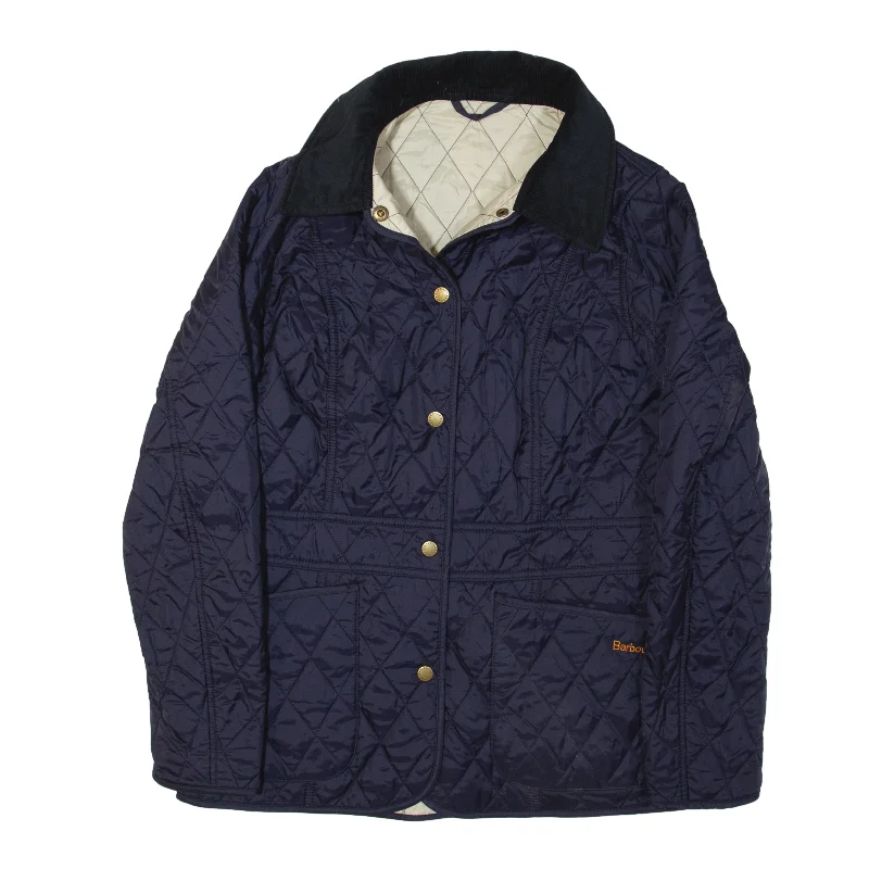 Deep Discounts trendy puffer coatBARBOUR Lilly Fitted Liddesdale Quilted Jacket Blue Womens UK 10