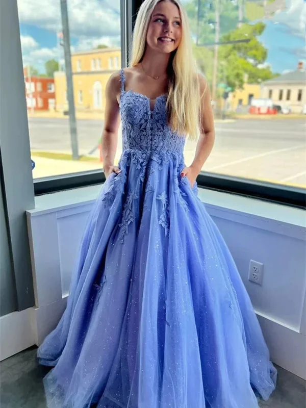 Special Savings office dressoffice dressOpen Back Blue Lace Long Prom Dresses with Pocket, Blue Lace Formal Dresses, Long Blue Evening Dresses SP2809