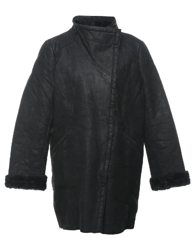 Markdown Madness fashionable outerwearBlack Faux Fur Lined Coat - XL