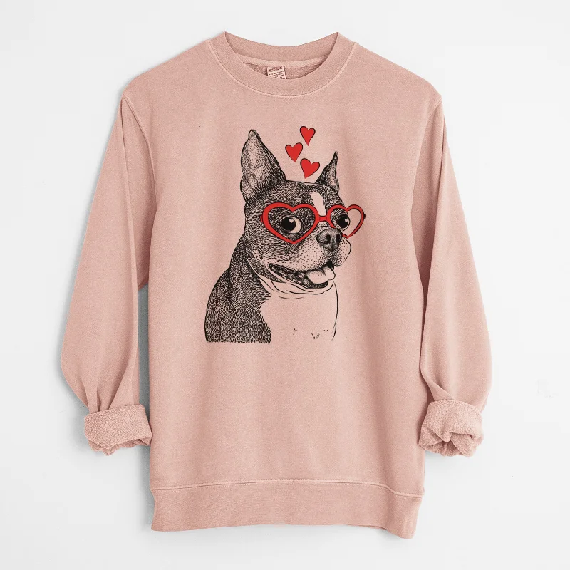 Best Seller functional sports hoodieValentine Ralphie the Boston Terrier - Unisex Pigment Dyed Crew Sweatshirt