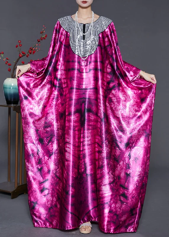 trendy bodycon dressPurple Tie Dye Silk Maxi Dress Sequins Oversized Summer