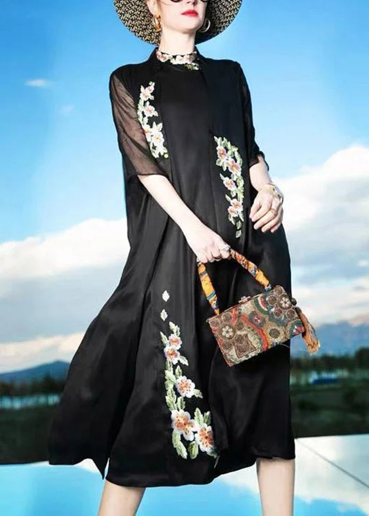 Super Savings fitted cocktail dressfitted cocktail dressNovelty Black Stand Collar Embroideried Floral Button Silk Maxi Dress Summer Super Savings fitted cocktail dressfitted cocktail dressNovelty Black Stand Collar Embroideried Floral Button Silk Maxi Dress Summer