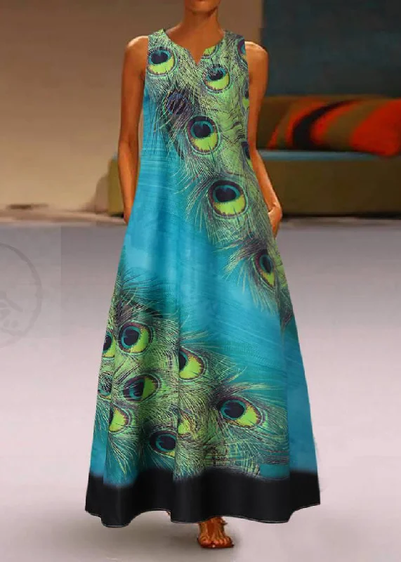 Overstock shift dressshift dressNew Summer Green Fashion Feather Dress Sleeveless Long Dress