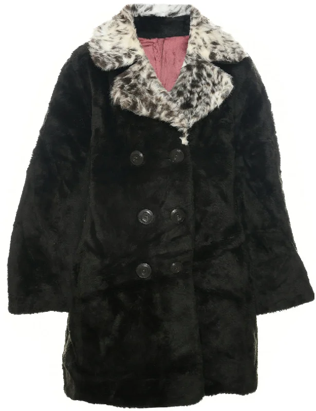Limited Availability stylish peacoatDouble Breasted Faux Fur Coat - M