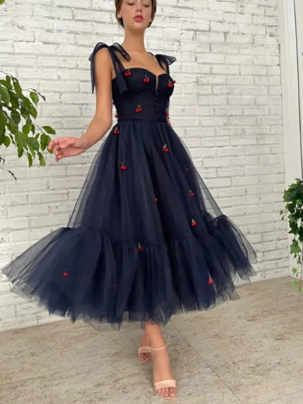 Instant Savings cocktail dresscocktail dressPrincess Navy Blue Tulle Tea Length Prom Dresses with Appliques, Navy Blue Homecoming Dresses, Floral Formal Evening Dresses SP2732 Instant Savings cocktail dresscocktail dressPrincess Navy Blue Tulle Tea Length Prom Dresses with Appliques, Navy Blue Homecoming Dresses, Floral Formal Evening Dresses SP2732