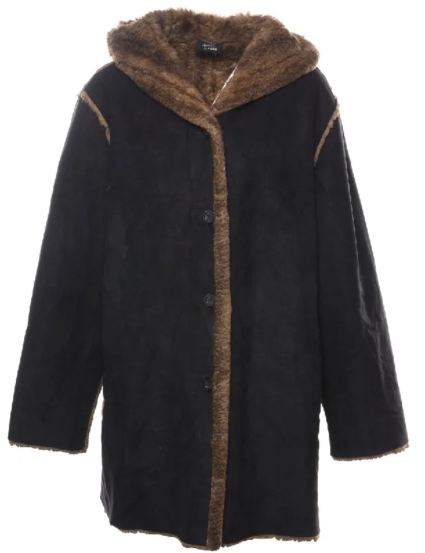 Super Deal functional coatHooded Black Coat - L
