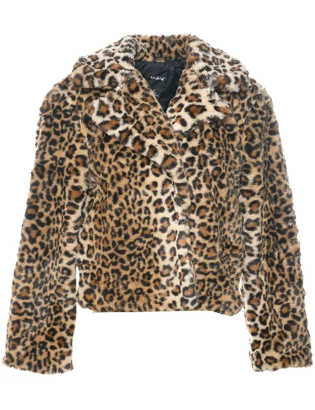 Lowest Prices sleek jacketLeopard Print Faux Fur Coat - M
