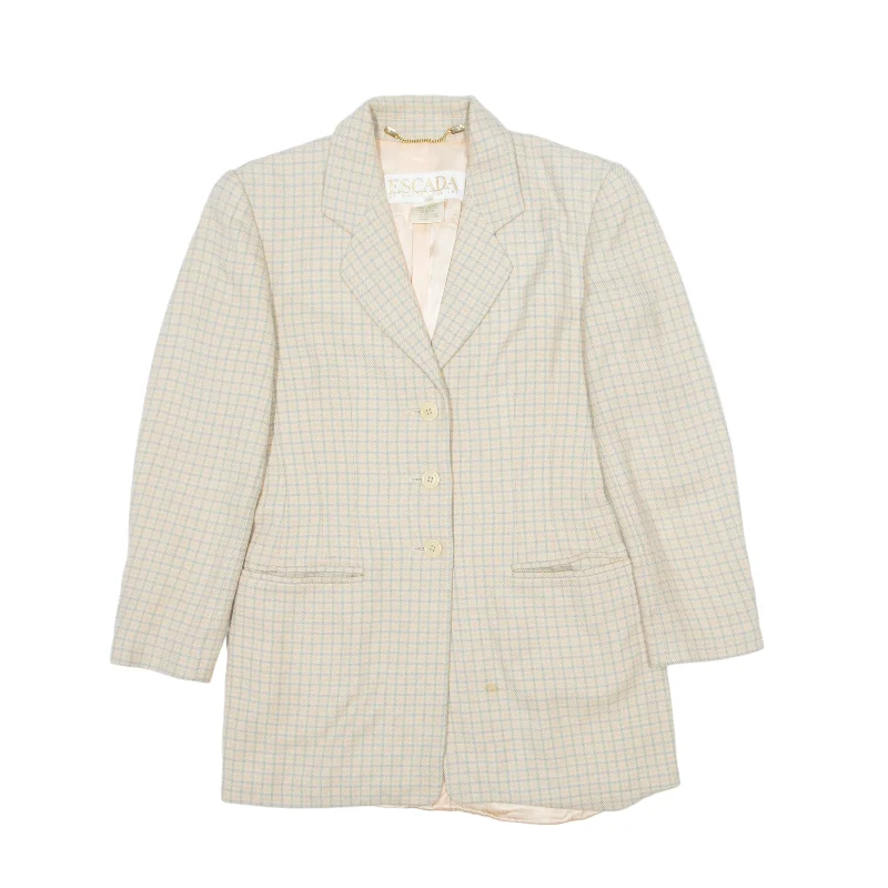 Deep Discounts oversized coatMARGARETHA LEY Escada Cashmere Blend Blazer Jacket Cream Silk 90s Check Womens S Deep Discounts oversized coatMARGARETHA LEY Escada Cashmere Blend Blazer Jacket Cream Silk 90s Check Womens S