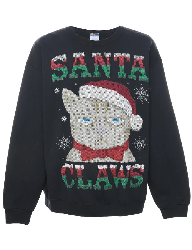 Price Slash stylish blazer coatCat Printed Christmas Sweatshirt - XL
