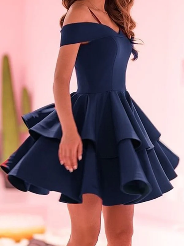 Deal Alert elegant shift dresselegant shift dressCute Off Shoulder Layered Navy Blue/Red Short Prom Dresses, Off the Shoulder Navy Blue/Red Homecoming Dresses, Navy Blue/Red Formal Evening Dresses