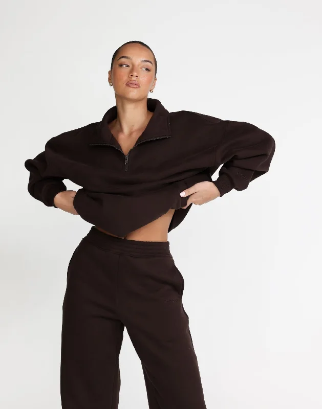 Act Fast Remy Quarter Zip Jumper (Chocolate)