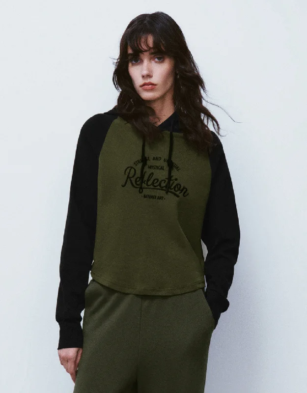 Stock Clearance Raglan Sleeve Hooded Sweatshirt