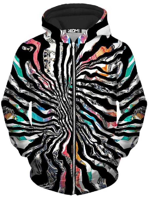 Midnight Madness cozy hoodie for cold weatherStripped Chaos Unisex Zip-Up Hoodie