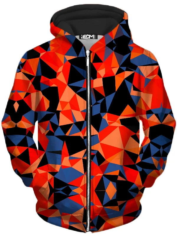 Price Drop Alert fitted hoodieOrange and Black Geo Unisex Zip-Up Hoodie