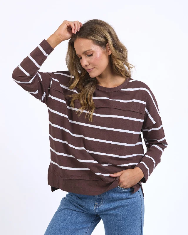 Deal of the Week Foxwood Jayne Stripe Throw On Top - Chocolate/White Stripe