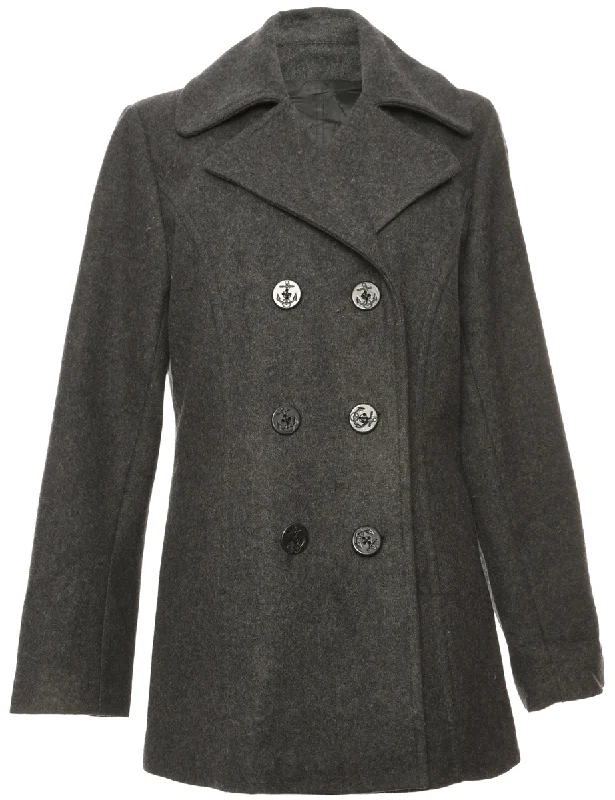 Big Discounts high-fashion coatDouble Breasted Grey Peacoat - L