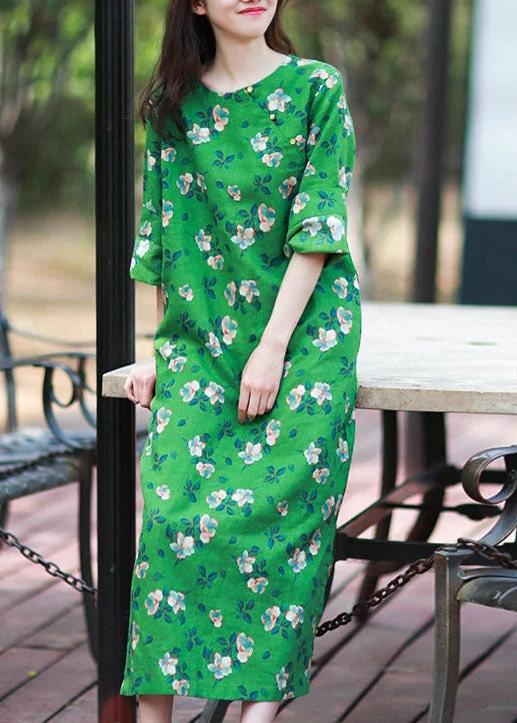 Unmissable Offer high-waisted dresshigh-waisted dressWomen Green Print Side Open Linen Long Dress Spring Unmissable Offer high-waisted dresshigh-waisted dressWomen Green Print Side Open Linen Long Dress Spring