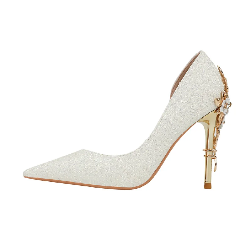 Deal Dash casual midi dresscasual midi dressFlower Glitter and Metallic  Pointy Stiletto Heels  689013312661