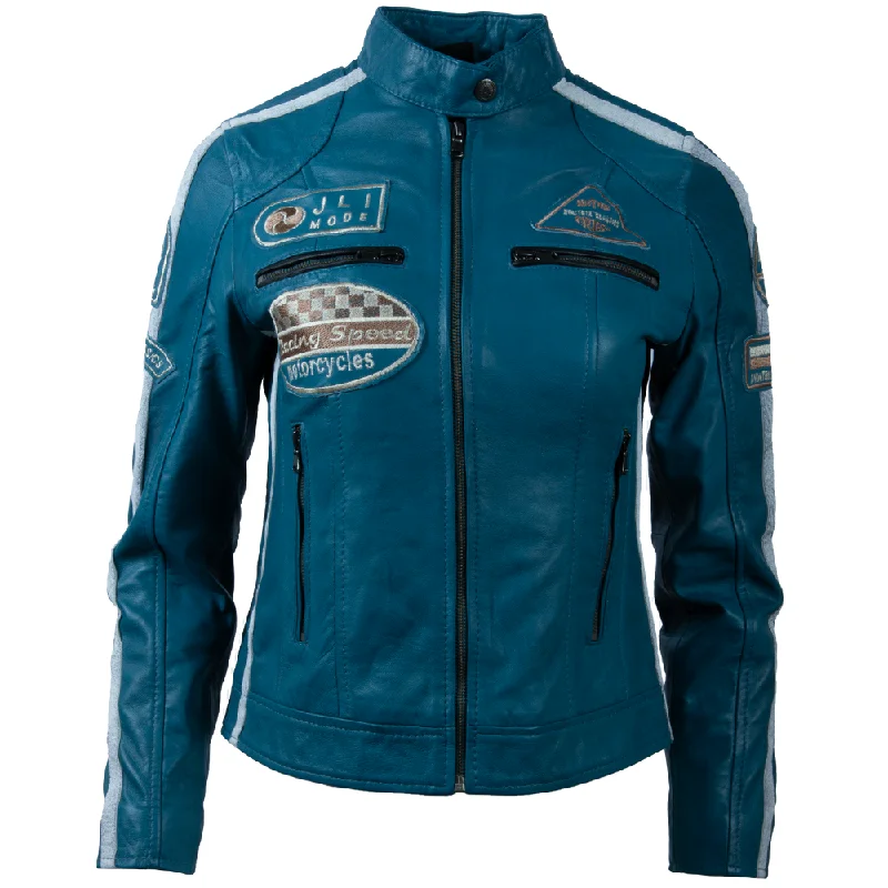 relaxed winter jacketQOOC Women's Racing Biker - Denim Blue