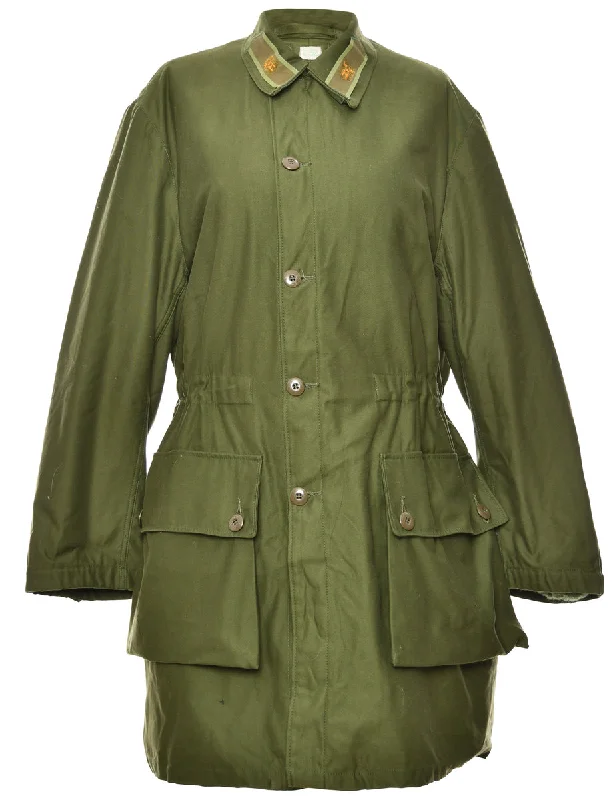 Seasonal Sale fitted trench coatGreen Faux Fur Lined Elasticated Waist Coat - L