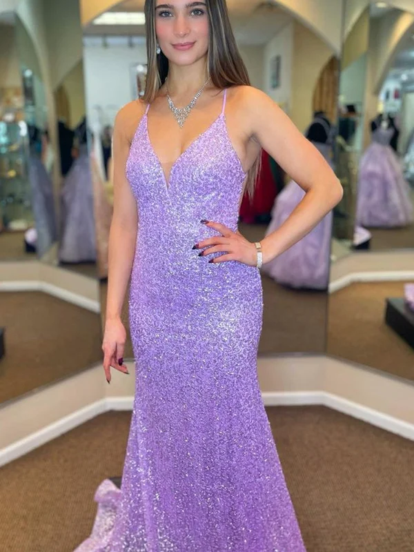 Price Fest velvet dressvelvet dressShiny Sequins V Neck Backless Mermaid Lilac Long Prom Dresses, Backless Purple Formal Dresses, Mermaid Evening Dresses SP2345