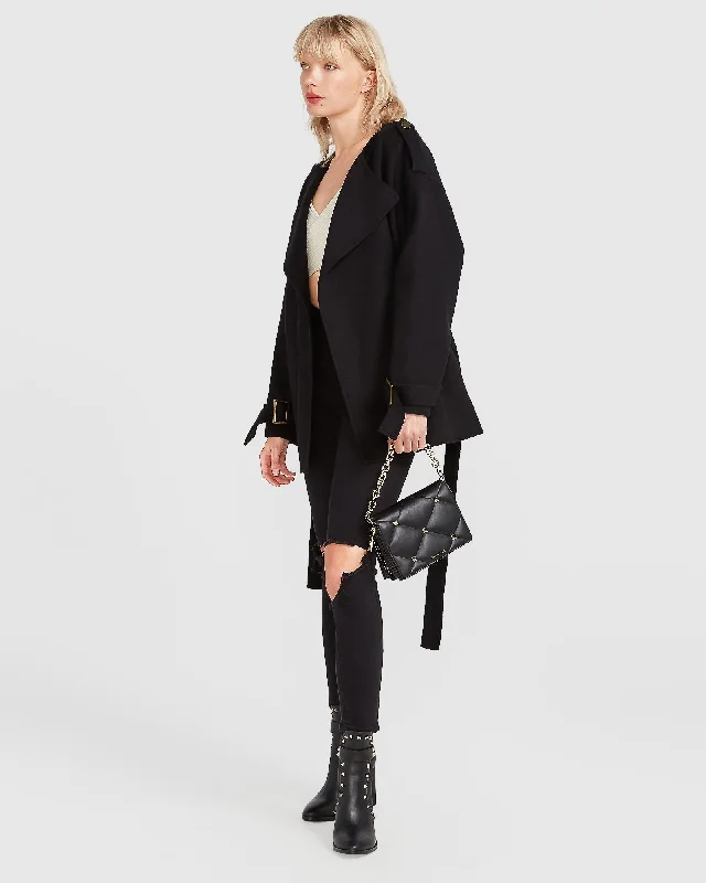 Act Now comfortable coatLet Me Go Collarless Coat - Black