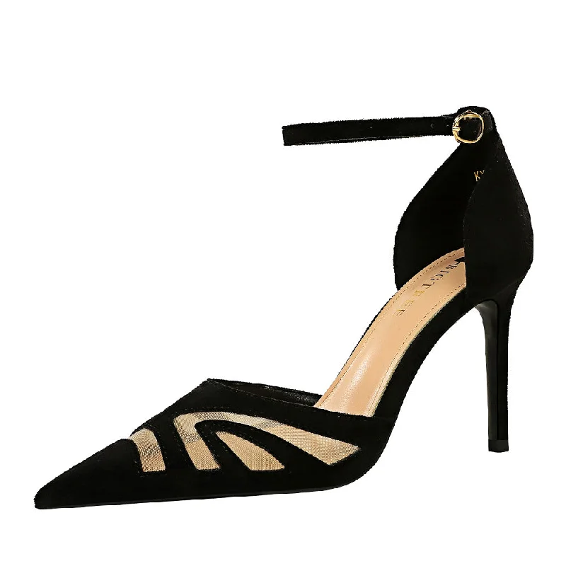 Warehouse Sale satin midi dresssatin midi dressBlack  Pointy Ankle Strap Stiletto Heels 673900597001