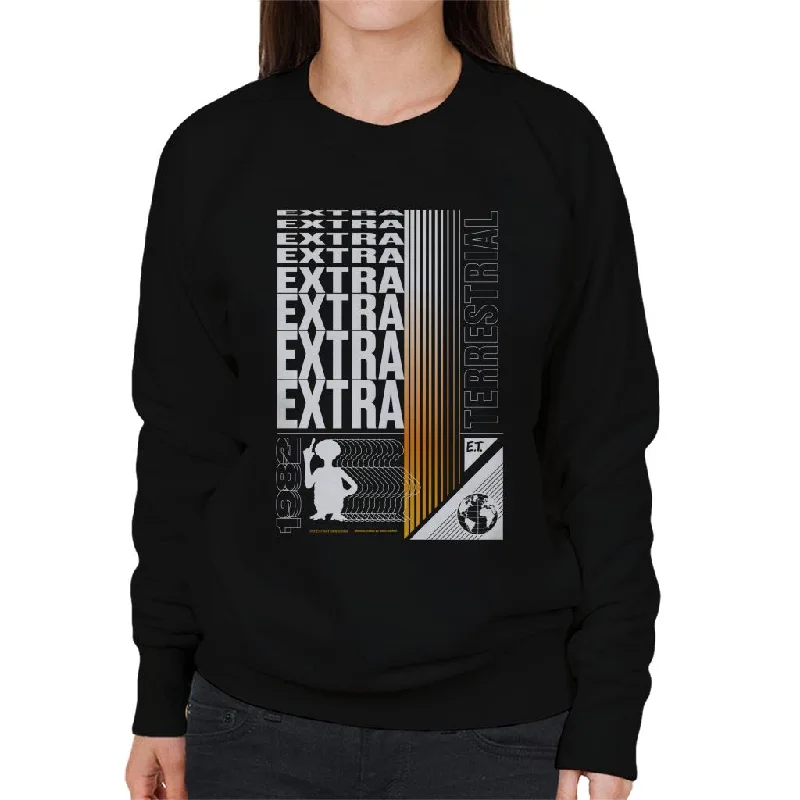 Great Bargains warm workout hoodieE.T. Extra Terrestrial Mirrored Text Women's Sweatshirt