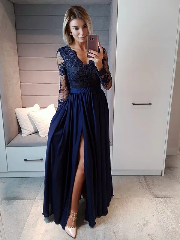Big Discounts boho-chic dressboho-chic dressNavy Blue Long Sleeves Beaded Lace Long Prom Dresses with High Slit, Long Sleeve Navy Blue Formal Dresses, Lace Evening Dresses Big Discounts boho-chic dressboho-chic dressNavy Blue Long Sleeves Beaded Lace Long Prom Dresses with High Slit, Long Sleeve Navy Blue Formal Dresses, Lace Evening Dresses