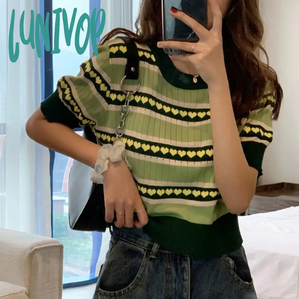 Overstock Sale Lunivop Summer New O Neck Knitting Pullover Top Women Short Sleeve Casual Fashion Simple Tees Female Loose All-match T-shirt