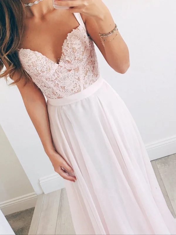 Closeout trendy mini dresstrendy mini dressA Line Sweetheart Neck Light Pink Long Lace Prom Dress, Light Pink Lace Formal Dress, Bridesmaid Dress
