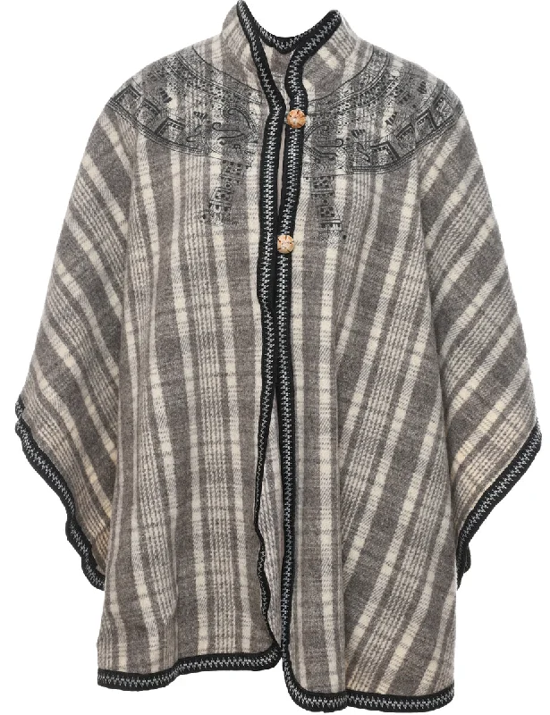 stylish lightweight coatChecked Grey & Off White Cape - M