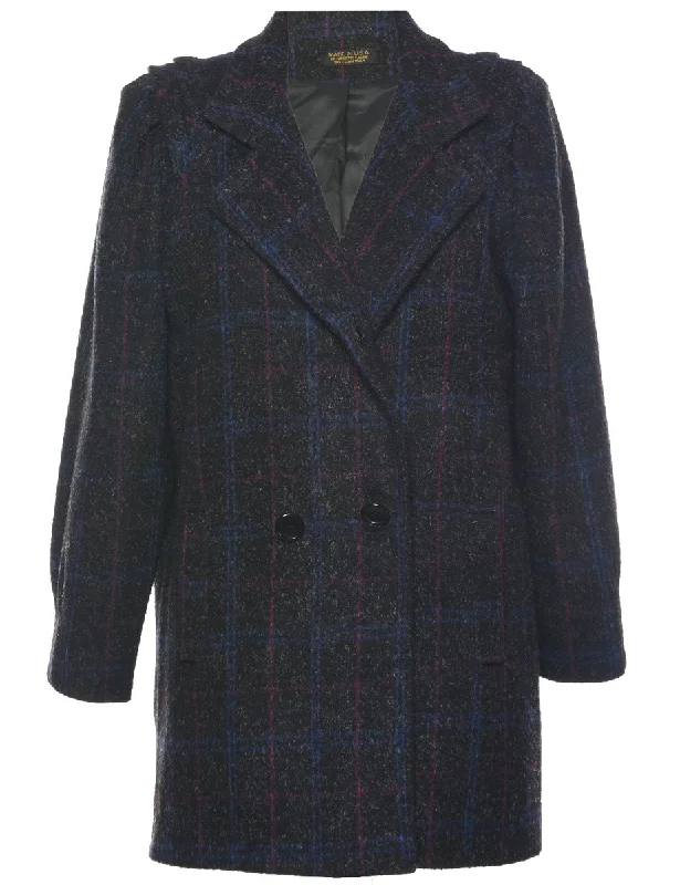 Deal Frenzy contemporary trench coatChecked Trench Coat - L