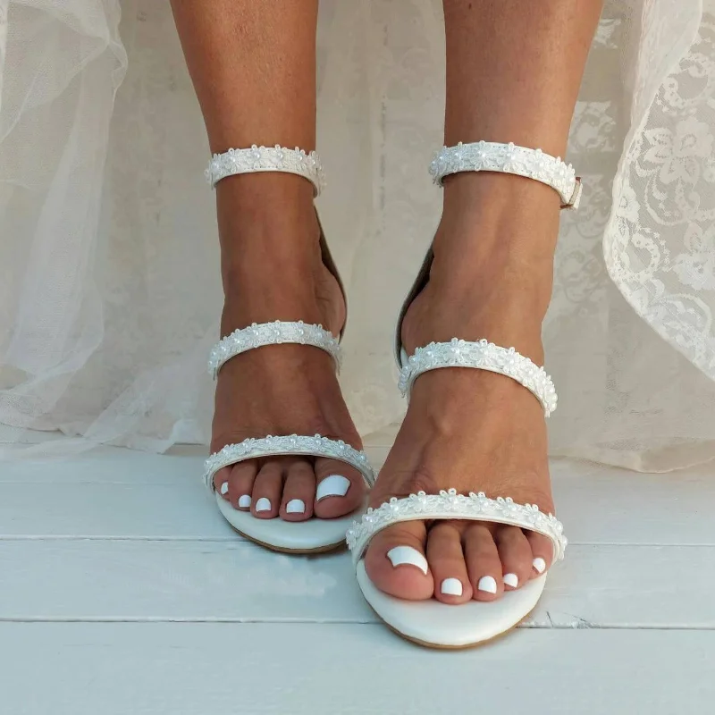 Savings Galore trendy mini dresstrendy mini dressWhite Lace  Ankle Strap Block Heel Sandals 708995413390