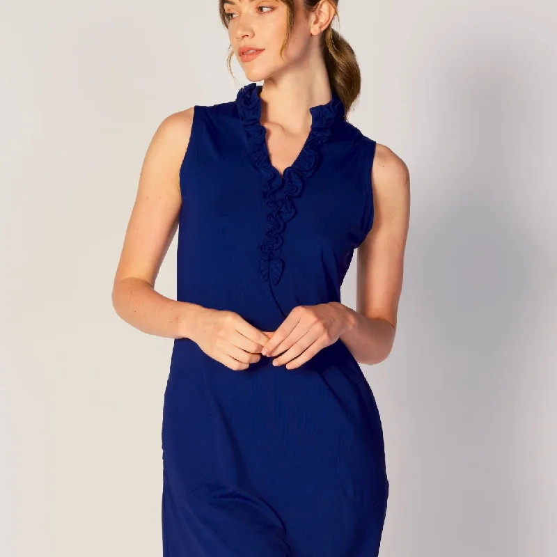 Crazy Deals summer dresssummer dressG-Lifestyle Sleeveless Double Ruffle Sun Dress - True Navy