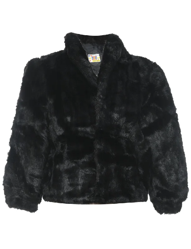 Unbeatable Prices long coatBlack Classic Faux Fur Coat - L