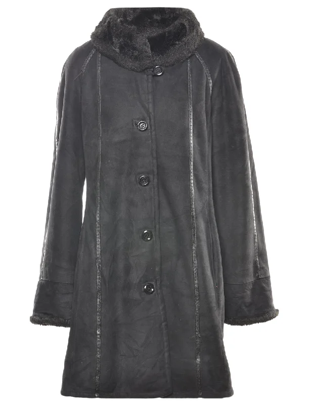 Epic Deals windproof jacketSingle Breasted Faux Fur Lining Coat - L