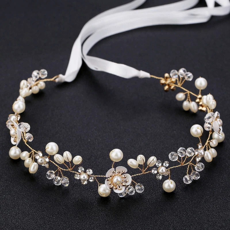 Sale Event pleated dresspleated dressBridal accessories Beautiful flowers handmade beaded headband Crystal pearl headband 734322003958