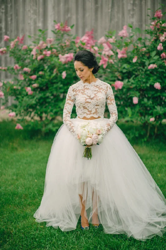 Markdown Madness tiered dresstiered dressTwo Pieces Long Sleeves Wedding Dress
