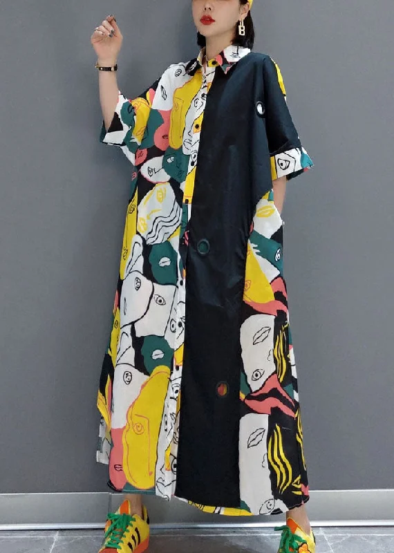 Seasonal Clearance lace dresslace dressUnique Colorblock Asymmetrical Print Original Design Cotton Dresses Summer