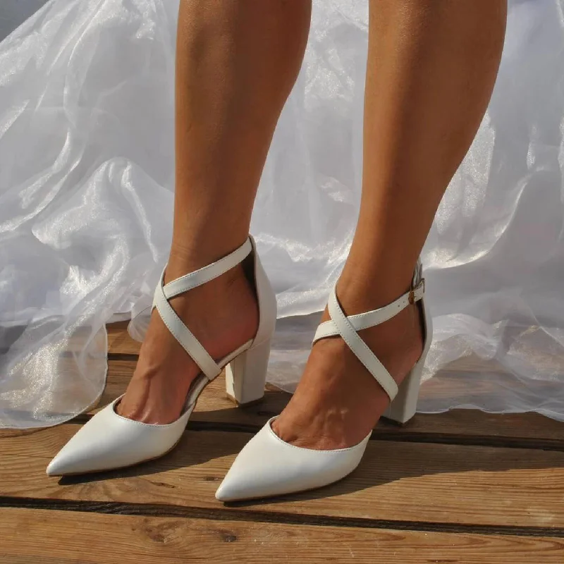 Take Advantage floral midi dressfloral midi dressWhite Cross Pointy  Block Heel Sandals  709079195670