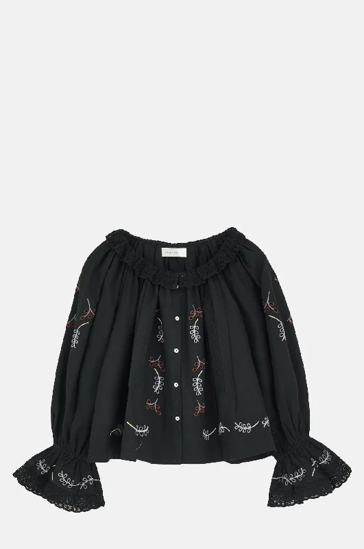 Year-End Clearance retro sports hoodieAliso Blouse Black