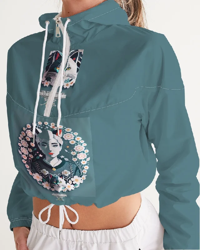 Silverfox flower Women's Cropped Windbreaker