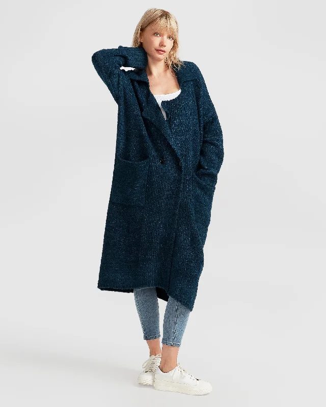 Sale Event wool-blend coatBorn To Run Sustainable Sweater Coat - Dark Teal