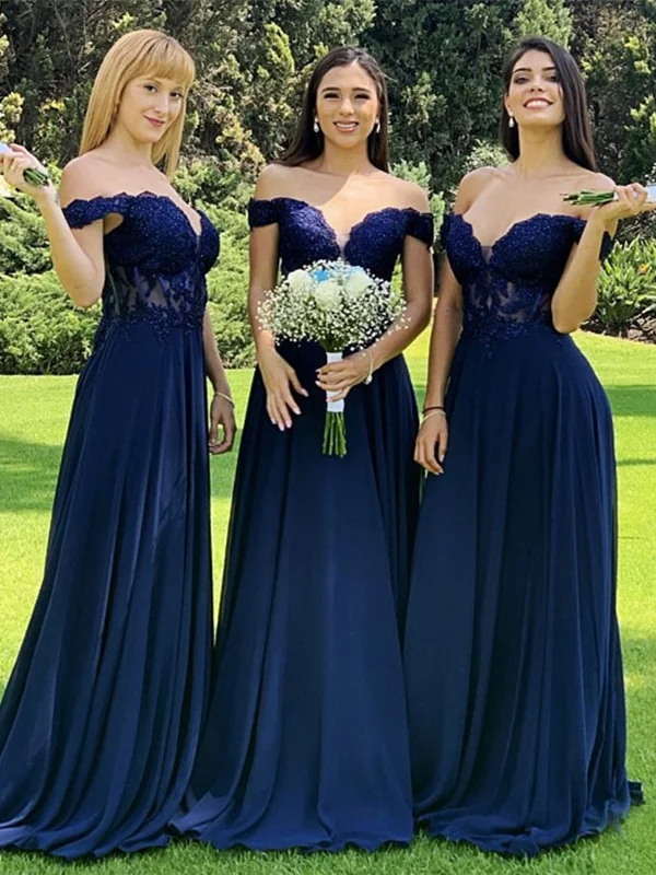 Limited Stock spaghetti strap dressspaghetti strap dressOff Shoulder Navy Blue Lace Beaded Prom Dresses, Navy Blue Lace Bridesmaid Dresses, Long Navy Blue Formal Graduation Evening Dresses SP2431