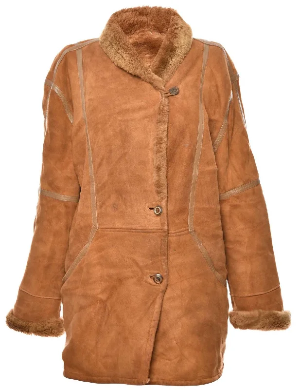 Don't Miss faux fur coatShearling Lined Suede Brown Coat - M